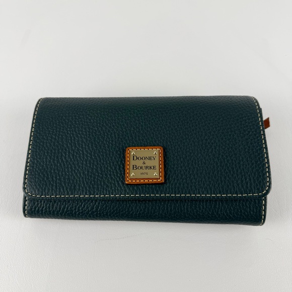 Dooney & Bourke Pebbled Leather Continental Wallet Deep Forest Green Crossbody - Picture 1 of 8